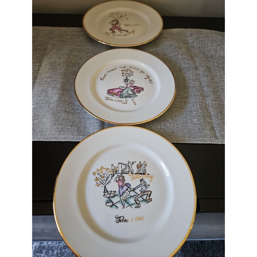 New Years through the Years Plates By Rosanna 8" Made In Italy Set Of 3